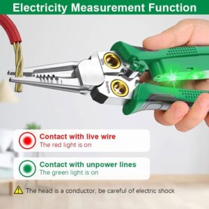 Wire Stripper with Voltage Tester, Upgrade Wire Strippers Pinzas De Electricidad, Multi-function Electric Wire Stripping Tool for Cutting and Pulling