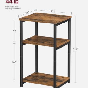 VORT Side Table, Small End Table, Tall Nightstand for Living Room, Bedroom, Office, Bathroom, Rustic Brown and Classic Black ULET273B01