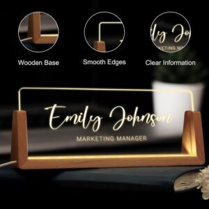 Custom Name Plate for Desk, Personalized Light Up Acrylic Desk Name Plate, Personalized Office Gifts for Boss Coworkers Teacher, Employee Appreciation GIfts